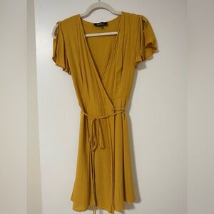 Lulus Mustard Wrap Dress